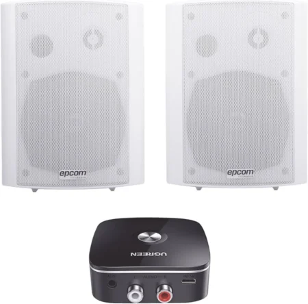 Kit De Altavoz 2X20W Rms Epcom Proaudio Sf775Aw/Con Modulo Receptor Bluetooth/Material Abs Y Reja Metalica/Bracket De Metal/Blanco