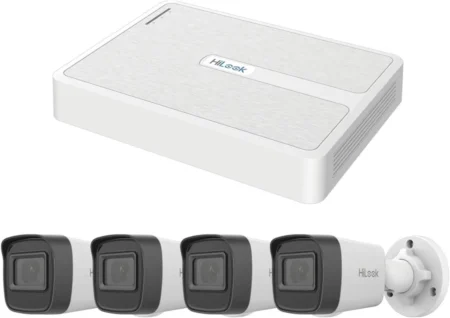 Kit IP Nvr 8 Canales Hilook Kiph4B De 2Mp/8 Puertos PoE/4 Camaras IP Bala/H.265+/H.265/Blanco