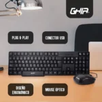 Kit Teclado Y Mouse Inalambrico Ghia Gt4000Bb/Optico/USB/1000Dpi/Hasta 10M/Negro