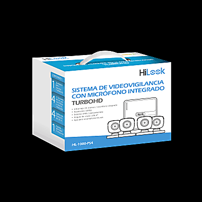Kit Turbohd 1080P Lite Hilook Hl-1080-Ps4 Dvr 4 Canales IP/Con 4 Camaras Bala Policarbonato/Audio Por Coaxitron/Microfono Integrado
