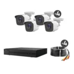 Kit Dvr 4 Canales Turbohd Hilook Hl-1080-Mc4 1080P/2.4Mm/4 Camaras Bala De Metal/H.265+/Fuente De Poder Profesional/Accesorios De Instalacion
