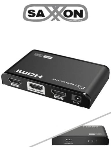 Saxxon Lkv312Hdr-V2.0 – Divisor De Video HDMI 4K De 1 Entrada Y 2 Salidas/ Soporta Resolución 4Kx2K @30Hz/ 1080P Full HD/ Distancia De 10 Metros En Entrada