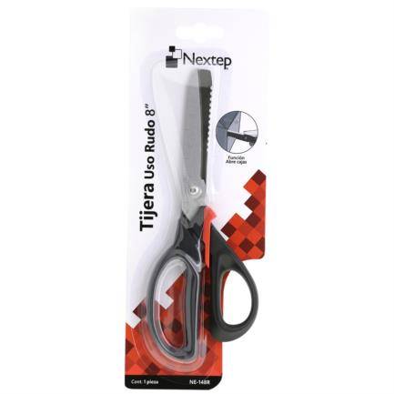 Tijera Nextep Ne-148R De 8″/Para Uso Rudo/Con Funcion Abre Cajas/Negro