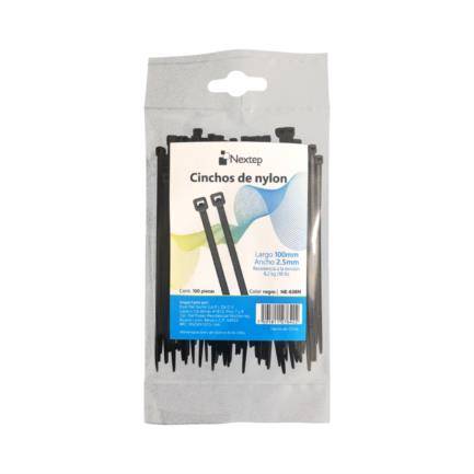 100 Piezas Cinchos De Nylon 10Cmx2.5Mm Nextep Ne-638N, Negro