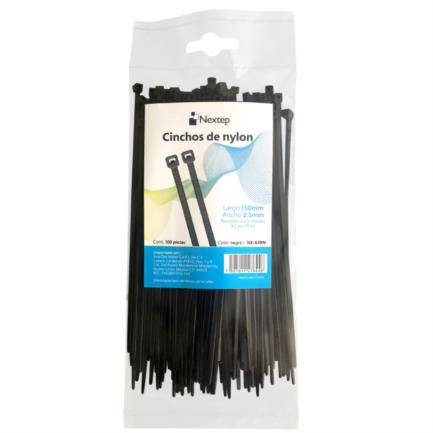 100 Piezas Cinchos De Nylon 15Cmx2.5Mm Nextep Ne-639N, Negro