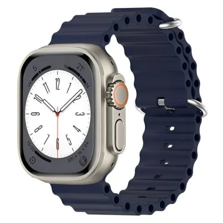49Mm Ice Blue Ocean Band Extension – Natural Titanium Finish