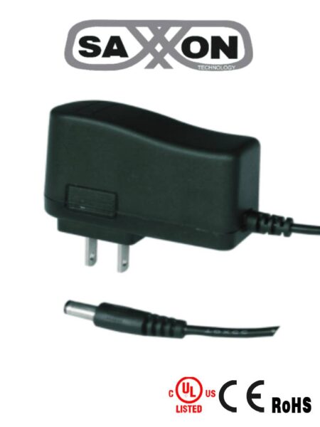 Saxxon Psu1201E – Fuente De Poder Regulada De 12 Vcc 1 Amper/ Conector Macho/ Especial Para Camaras De Cctv/ Usos Multiples