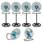 Set De 2 Ventiladores 3 En 1 Shtark 18" Sht-Seve-Plt//Pedestal/Piso/Pared/3Velocidades/Plata