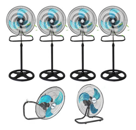 Set De 2 Ventiladores 3 En 1 Shtark 18″ Sht-Seve-Plt//Pedestal/Piso/Pared/3Velocidades/Plata