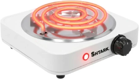Parrilla Electrica De Mesa Shtark Sht-Pec-2Qm/2Quemadores/Aluminio/2000W/Blanco