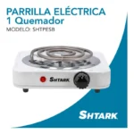 Parrilla Electrica De Mesa Shtark Sht-Pec-1Qm/1Quemador/Aluminio/1000W/Blanco