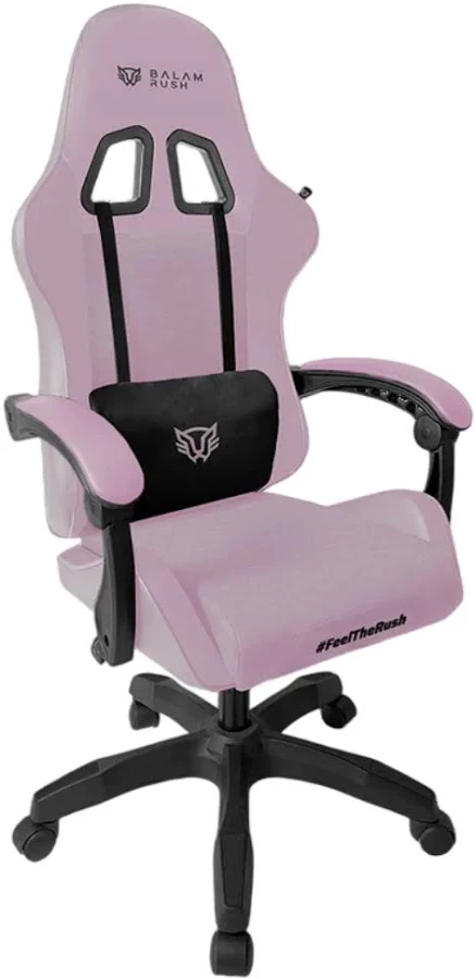 Silla Gamer Balam Rush Power Rush V2/Negro-Gris/Hasta 120Kg/Piel Sintetica+Tela+Espuma/Ergonomico/Inclinacion 135°/Br-942782