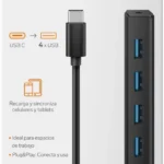 Hub USB-C Steren USB-5260 Con 4 Puertos USB 3.0/Negro