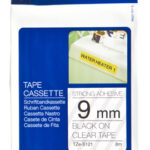 Etiqueta Clara Continua Laminada Con Adhesivo Super Resistente Brother Tzes121 - De 9 Mm De Ancho X 8 Mts De Largo. Impresión En Negro
