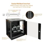 Gabinete Para Montaje En Pared Ubiquiti Uacc-Rack-12U-Wall-Sw-G/Con Puerta Frontal De Vidrio Templado/Puerta Trasera Abatible (Swing-Out)/Paneles Laterales Removibles Con Llave/Blanco