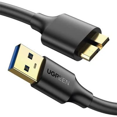 Cable Adaptador USB-A 3.0 A Micro USB 3.0 Ugreen 10840/0.5M/Hasta 5Gbps/Nucleo De Cobre Estañado De 22Awg/Negro