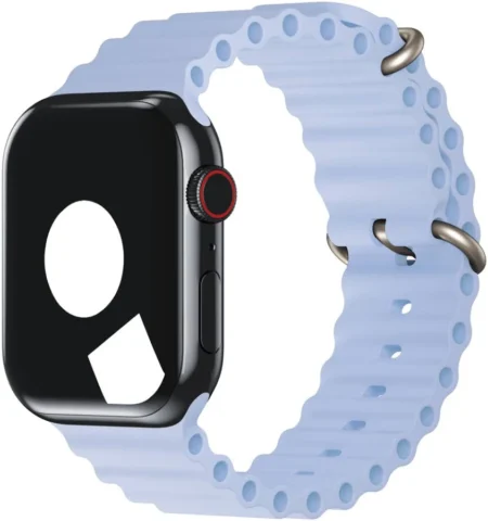 49Mm Ice Blue Ocean Band – Natural Titanium Finish