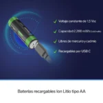 Baterias Recargables D-Bugg Aa/4/Type-C/Li-Ion Aa/4 1.5V/2200Mwh/Incluye Cable USB Con 4 Salidas