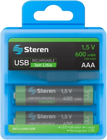 Baterias Recargables D-Bugg Aaa/4/Type-C Li-Ion Aaa/4 1.5V/600Mwh/Incluye Cable USB Con 4 Salidas
