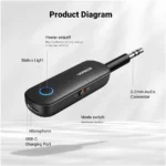 Transmisor Y Receptor De Audio Bluetooth Ugreen 80893 Para Auto/Color Negro