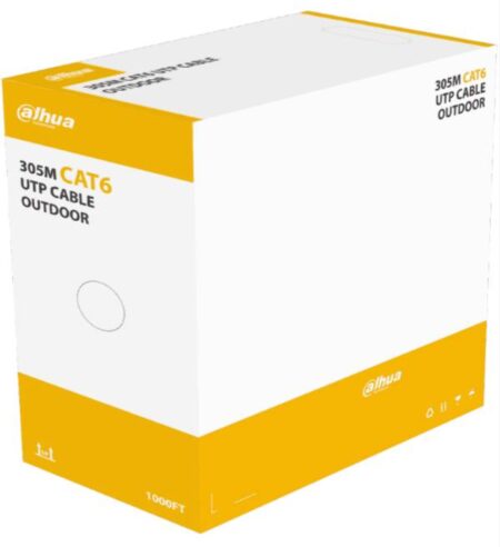 Bobina De Cable Utp Cat6 Para Exterior Dahua Pfm920-6U. Con 305 Metros De 100 Cobre – Cubierta Mdpe Resistente Y Color Negro, Cumple Con Ansi/Tia 568-C.2,