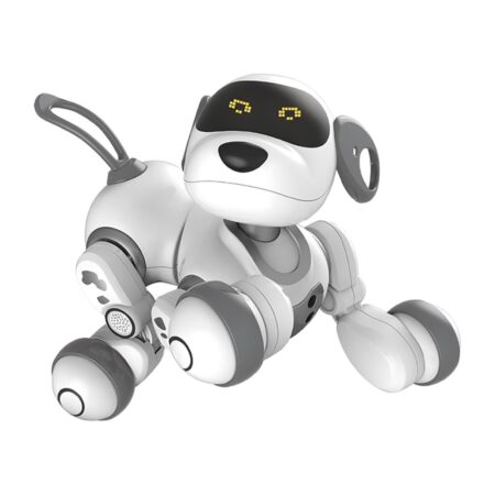 Perro Robot Inteligente D-Bugg 100145143 De Control Remoto Radioshack/Hasta 1 Hora De Funcionamiento Continuo/Rango Aproximadamente De 5M/Se Mueve/Baila/Ojos LED/Blanco-Negro