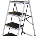 Escalera Tubular De Acero Surtek Ett4 Plegable/Con 4 Escalones/150Kg/Blanco-Negro