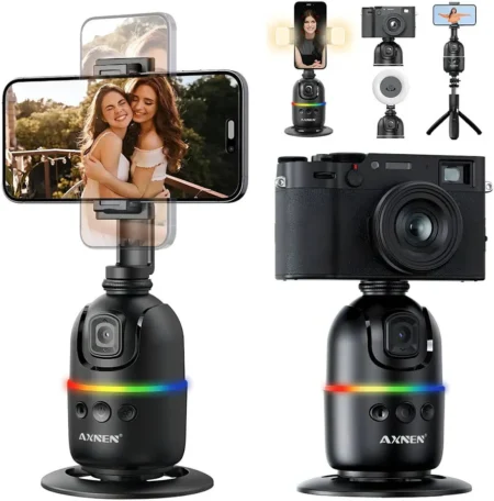 Estabilizador De Celular Axnen P03 Plegable/Con Ai Seguimiento/1200Mah/Para 2-4Hrs De Uso/Negro