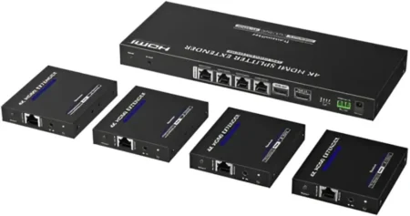 Kit Divisor Y Extensor HDMI Epcom Titanium Tt824-N, 1X4/Hasta 70M/4K/60Hz/Cat 6/6A/7/Ipcolor/Cero Latencia/Puerto S/Pdif/Edid/Rs232/Salida Loop/Poc