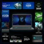 Laptop MSI Thin 15 15.6"/Intel Core I5-13420H/32Gb RAM/512Gb SSD/USB/HDMI/1920X1080/Win 11 Home/Gris/Th15I-305032512C-Row