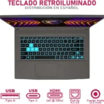 Laptop MSI Thin 15 15.6"/Intel Core I5-13420H/32Gb RAM/1Tb SSD/USB/HDMI/1920X1080/Win 11 Home/Gris Cosmos/Th15I-4050Ci5321.5Tc-Row