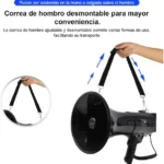 Megafono Zenith Apparel Zac3019/100W/20000Hz/Con Grabador Y Sirena USB/SD/Negro