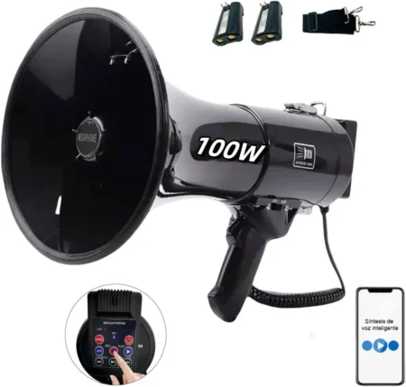 Megafono Zenith Apparel Zac3019/100W/20000Hz/Con Grabador Y Sirena USB/SD/Negro
