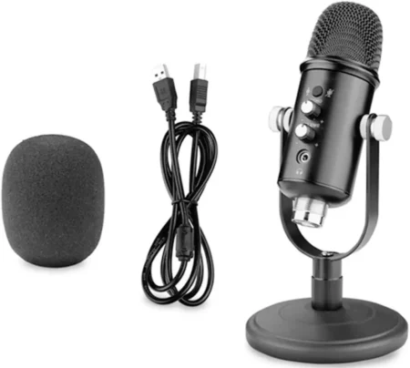 Microfono Condensador Profesional D-Bugg Cc14 Con Cable USB-B A USB-A + Dos Adaptadores (USB-A A Lightning & USB-A A Tipo-C)