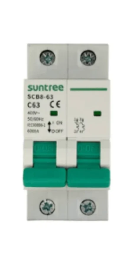 Proteccion Termica 2P/63A Suntree Scb8-63C63/2P Corriente Alterna 400Vca/Para Aplicacion Fotovoltaica/Montaje Riel Din