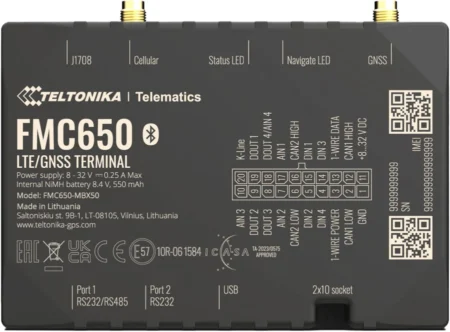 Rastreador Vehicular Profesional Gps Teltonika Fmc650/4G Lte Cat 1/Con Lectura Can/Bluetooth/Multiples Entradas Y Salidas Digitales