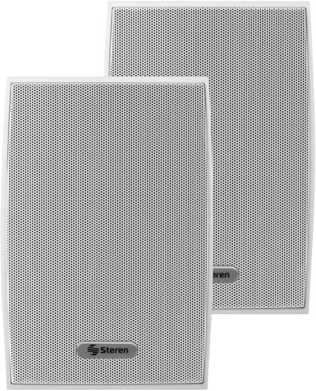 Kit De 2 Bocinas Steren Spk-1100Bl De 2 Vias 600W Pmpo/Tipo Satelital/Uso Interno-Externo/Conectores Push/Blanco