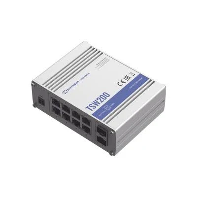Switch Industrial Teltonika Tsw200 De 8 Puertos Gigabit PoE 802.3Af/At/No Administrable/+2 Puertos Sfp/2000 Entradas