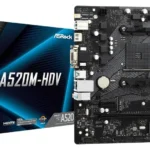 Mb Asrock A520M-Hdv Support AMD Am4/Pcie3.0/DDR4 4733/HDMI/D-Sub DVI-D/Sata3/Ultra M.2