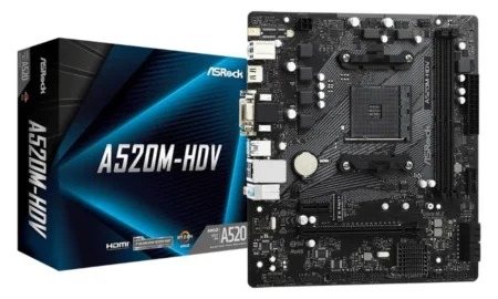 Mb Asrock A520M-Hdv Support AMD Am4/Pcie3.0/DDR4 4733/HDMI/D-Sub DVI-D/Sata3/Ultra M.2
