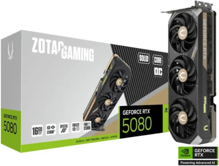 T/Video Zotac Nvidia Geforce Rtx 5080 Solid Core Oc/16Gb Gddr7/PCI-E X16 5.0/HDMI/3Xdp/256-Bit/Zt-B50800J2-10A