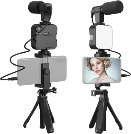 Kit De Telefonos Inteligentes D-Bugg Ktvlog/Microfono/Luz De Video/Clip/Para Transmision En Vivo