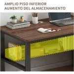 Escritorio Minimalista Ambueco-K-A52 Con 3 Cajones/100Cm Largo/50Cm Profundidad/73.5Cm Altura/Negro