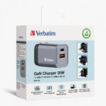 Cargador De Pared Verbatim 32200 De 35W/Gan/1Xusb-C/1Xusb-A/Gris