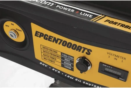 Generador A Gasolina Epcom Powerline Epgen7000Ats Planta De Emergencia/Con Encendido Automatico/6.5Kw/220Vac/2 Fases/Jaula Con Ruedas Para Facil Traslado
