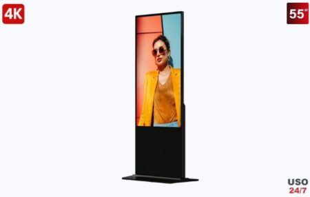 Pantalla Interactiva 55″ Hikvision Ds-D6055Un-D/S Para Publicidad Digital/Base Para Piso (Totem)/Gestion De Contenido Y Control Centralizado