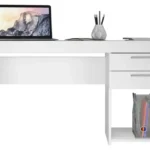 Escritorio Minimalista Owkuan Mesaoffice2 Con 2 Gavetas De Mdp/121Cm Largo/41Cm Ancho/76Cm Altura/Blanco