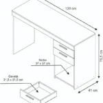 Escritorio Minimalista Owkuan Mesaoffice2 Con 2 Gavetas De Mdp/121Cm Largo/41Cm Ancho/76Cm Altura/Blanco