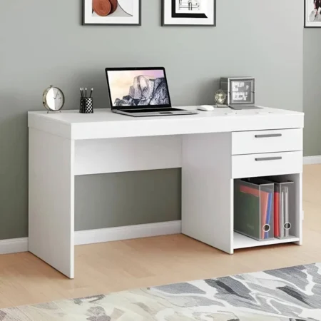 Escritorio Minimalista Owkuan Mesaoffice2 Con 2 Gavetas De Mdp/121Cm Largo/41Cm Ancho/76Cm Altura/Blanco