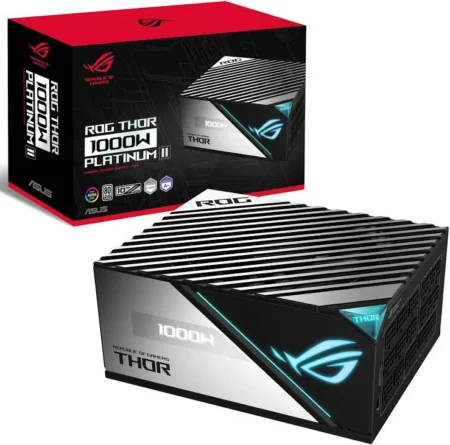Fuente De Poder 1000W ASUS Rog-Thor-1000P3-Gaming/80 Plus Platino/Full Modular/Argb/OLED/ATX/Negro/Plata